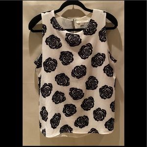 Sleeveless Chiffon Rose Print Blouse